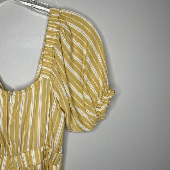 FOREVER 21 Womens Yellow Cream Striped Knotted Jumpsuit NEW Wide-Leg Sz Small S - Picture 9 of 12